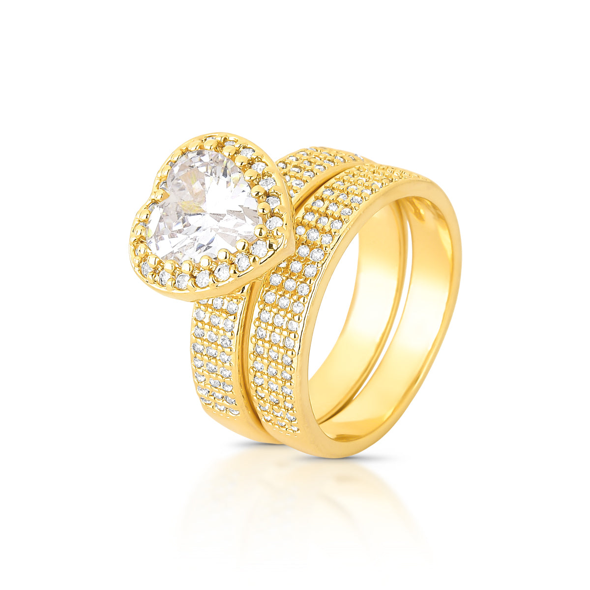 Anel Duplo Aparador e Coração