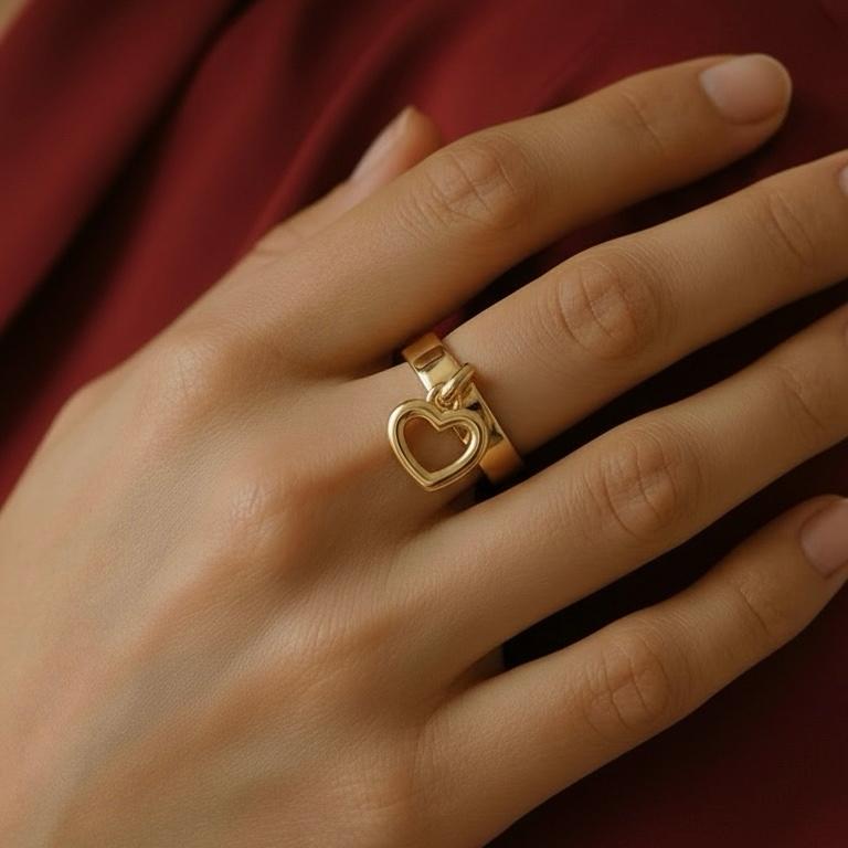 Anel Pingente Coração